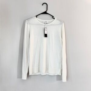 Banana Republic White Long-Sleeve Crewneck Forever Sweater Top